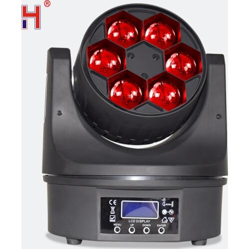 Professional DJ Rotating Disco Bee Eye Moving Head 6X15W DMX Stage Light RGBW Lyre LED Beam Mobile For Night Club