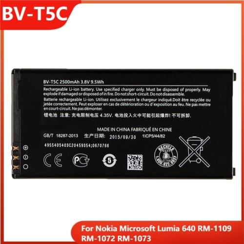 Original Phone Battery BV-T5C For Nokia Microsoft Lumia 640 RM-1109 RM-1072 RM-1073 Replacement Rechargable Batteries 2500mAh