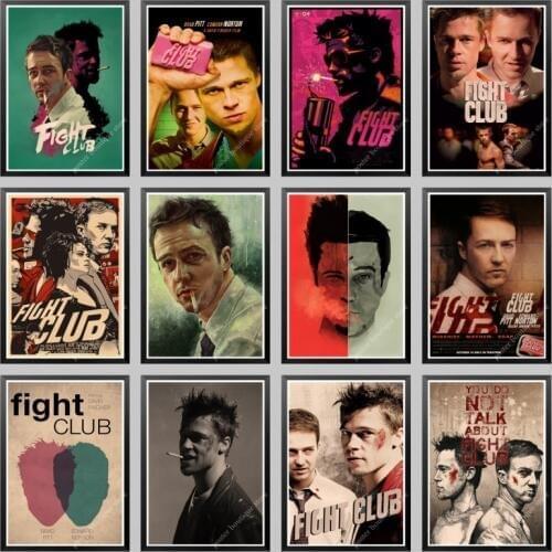 Fight Club poster Fight Club Brad Pitt Movie Poster Home Furnishing decoration Kraft Poster/room decor Wall stickers