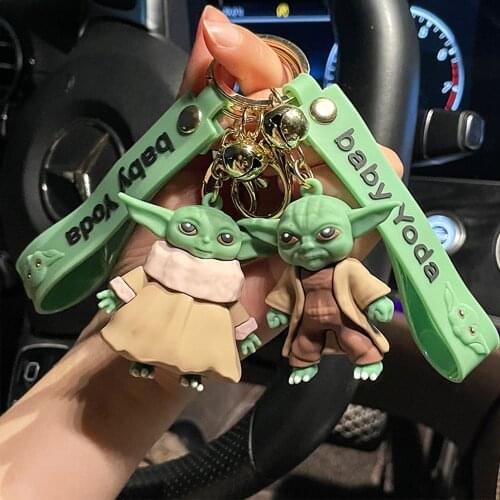 Disney Baby Yoda Keychain Master Yoda Keyring Cartoon Movies Star Wars Mandalorian Action Figure Kawaii Kids Toys Children Gift