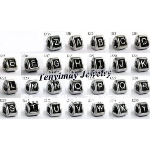 European Style Big Hole Beads, Alphabet Beads For DIY Free Shipping (A-Z, 26pcs)