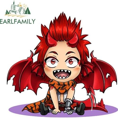 EARLFAMILY 13cm x 12.4cm Funny Cartoon Kirishima Eijiro Car Bumper Stickers Waterproof Window Decal JDM Japan Anime Graphics