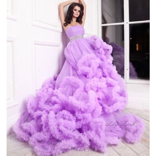 Elegant Purple Maternity Dresses with Belt Tiered Skirts Photography Props Dress Women Pregnancy Gowns For Photo Shoot Clothes