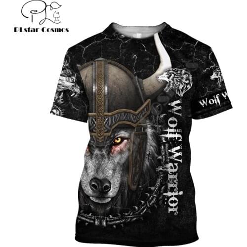 Tattoo Wolf Warrior Pattern 3D All Over Printed Men t shirt Summer Harajuku Casual short Sleeve Tee shirts Unisex tops TX-26
