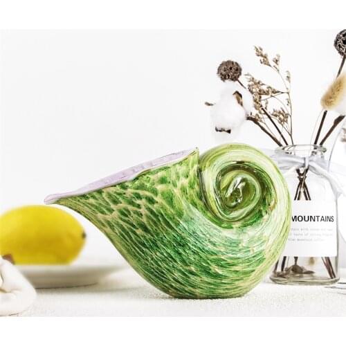 H&D Hand Blown Glass Conch Figurines Murano Art Sea Shell Paperweight Fish Tank Wine Cabinet Ornament Sculpture Home Decor Gift