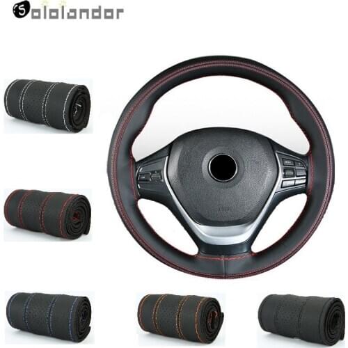 Microfiber Leather Color Matching Sports Steering Wheel Cover Soft Leather Braided Needle And Threaded Interior Accessories