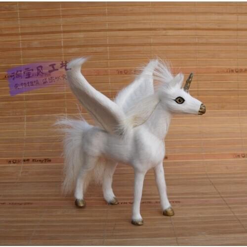 Simulation unicornn animal white horse scene layout props scene desktop window ornaments display items