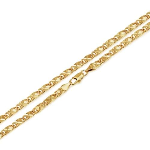 MxGxFam ( 60 cm x 4 mm ) 24inch Pure Gold Color Chain Necklaces For Men 2019 Fashion Jewelry Lead and Nickel Free