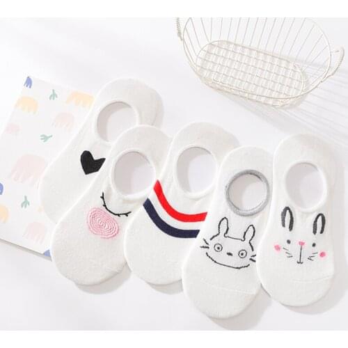 New Spring Fashion 5Pair/lot Women Cute Animal Socks Harajuku Korean Kawaii Funny Low Cut Short Sock Streetwear Happy Calcetines