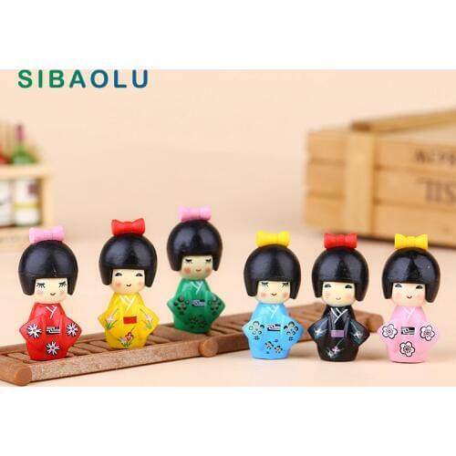 Newest Japanese cute Girl Figurine Bonsai Decoration mini home decor miniature fairy garden decoration accessories modern statue