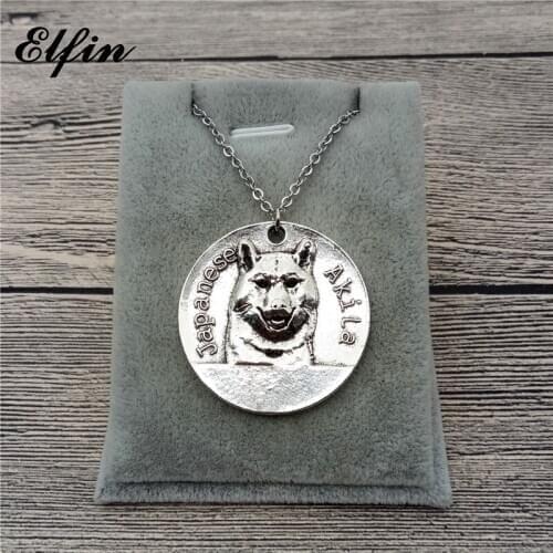 Elfin New Vintage Retro Japanese Akita Necklace High Quality Japanese Akita Pendant Necklace Women Pet Dog Pendant Jewelry