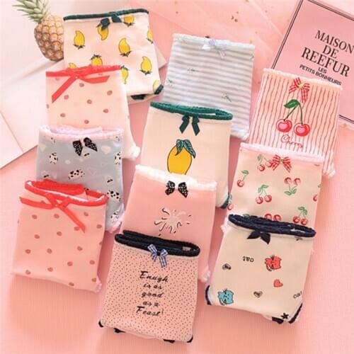 New Arrived 4Pcs/Lot Girl Panties Underwear Lace Briefs Cotton Lingerie Soft Comfortable Bowknot Cartoon Panty Wholesale T-89