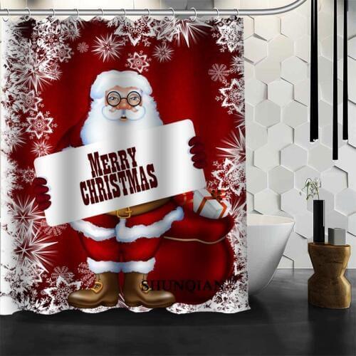 New Arrival Merry Christmas Shower Curtain Polyester Fabric Printing Bathroom Curtain Waterproof Bathroom Products With Hook