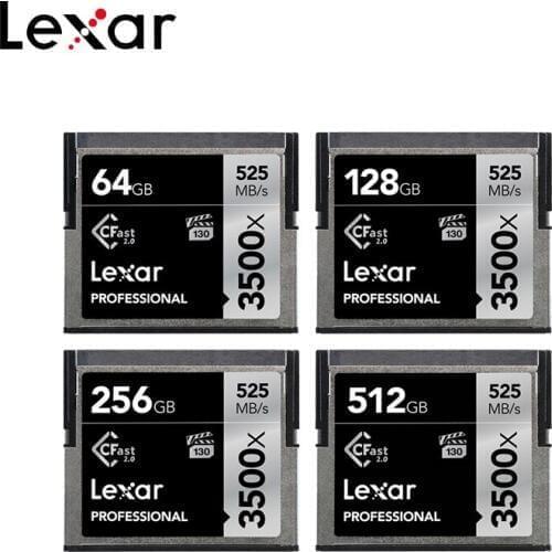 Original Lexar CFast 2.0 3500x Card 64GB 128GB 525MB/s 256GB 512GB VPG-130 Professional Memory Card For 4K Full HD Camera