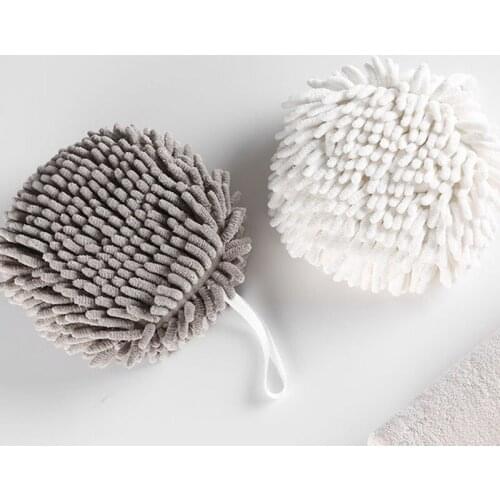 Hand Towel Children Microfiber Hand Dry Towel Soft Plush Fabric Absorbent Hang Towel Kitchen Bathroom Use Bath Towel Ball Supply