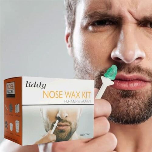 Portable Painless Nose Wax Kit For Men & Women Nose Hair Removal Wax Set Paper-Free Nose Hair Wax Beans Cleaning Wax Kit