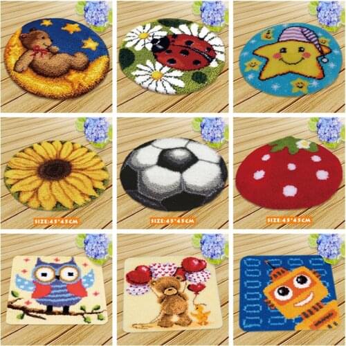 Prajna Cute Series Latch Hook Rug Canvas Kits Latch Hook Kits Embroidery DIY Carpet Knitted Fomiaran For Needlework Decor Room