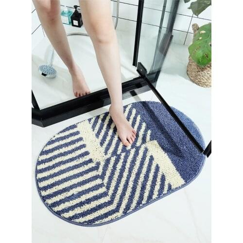 Modern Stripe Bathroom Carpet Bath Mat Non Slip Soft Absorbent Shaggy Rugs Microfiber Indoor Carpet for Shower Room Tub Bedroom