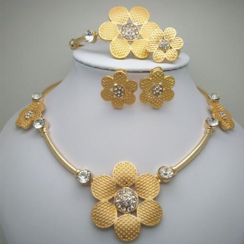 Bridal Gift Nigerian Woman Wedding African Beads Jewelry Set Ethiopian Round Jewelry Set Gold Color Fashion Dubai Gold Color Jew