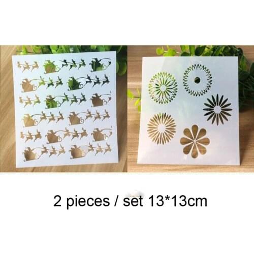 2pc Christmas Painting Template Stencils For Walls DIY Scrapbooking Coloring Decor Embossing Office School Supplies Reusable