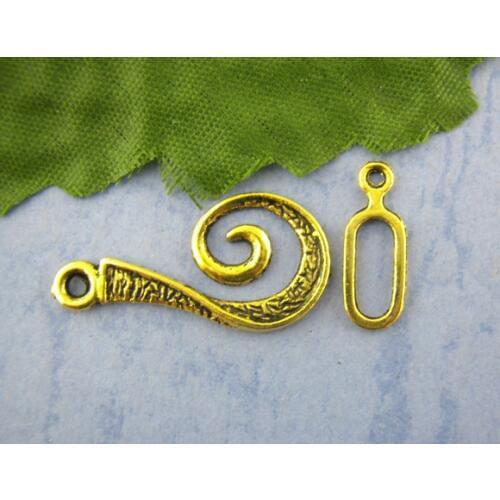 Doreen Box Lovely 30Sets golden tone Vortical Charms Toggle Clasps 12*26mm (B01032)