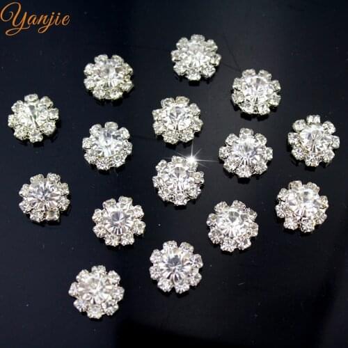 YANJIE 100pcs/lot Charming 20mm Glitter Crystal Button Spark Rhinestone Button Alloy Metal Handmade Craft Hair Accessories