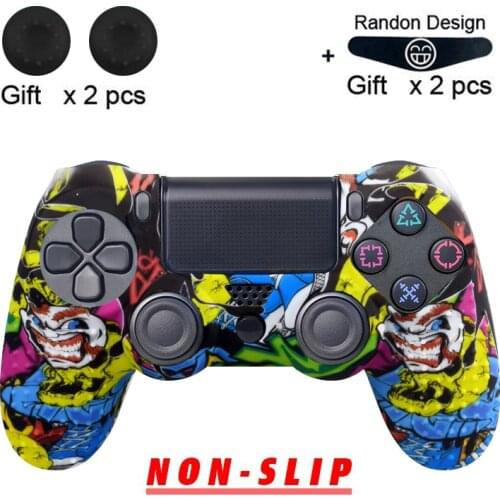 DATA FROG Protective Skin Case Anti-slip Silicone Camo For Sony PS4 Pro Slim Playstation 4 Controller Thumb Grips Joystick Cap
