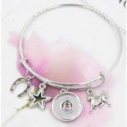 Snap Bracelet Equestrian Horse Horseshoe Bracelet Bangle Bracelets women 18mm snap Jewelry pulsera bijoux