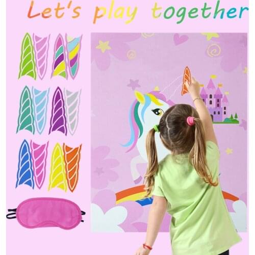 1Set Unicorn Theme party Family Game Supplies Kids Brithday Party Decor Unicornio Jigsaw Game Boy Girl Baby Shower Decoration