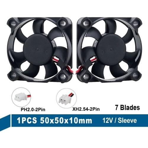 1PCS Gdstime DC 12V 2Pin 50*50*10mm 5010 Mini Cooling Fan 5cm 50mm 50x10mm Brushless Computer 3D Printer Case Cooler Axial Fan