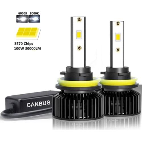 2Pcs H1 H3 H4 H7 Led Canbus No Error Headlights 30000LM H8 H11 HB3 9005 HB4 9006 Car Light Bulbs 6000K Automobiles Lamp