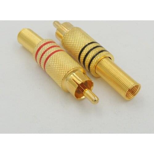 20 pcs The high quality Gold Plated RCA Plug Audio video Male Connector soldering with Metal Spring