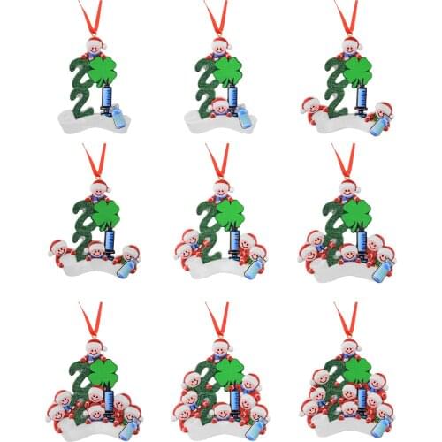 2021 Quarantine Christmas Tree Pendant Personalized DIY Name Survived Family Resin Hanging Ornament New Year Home Xmas Feasible