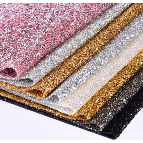 3.2mm 8 Colors Shining Rhinestones Trimming Hot Fix Rhinestone Fabric 24*40cm стразы For New Year Design DIY Dress Gifts B3999