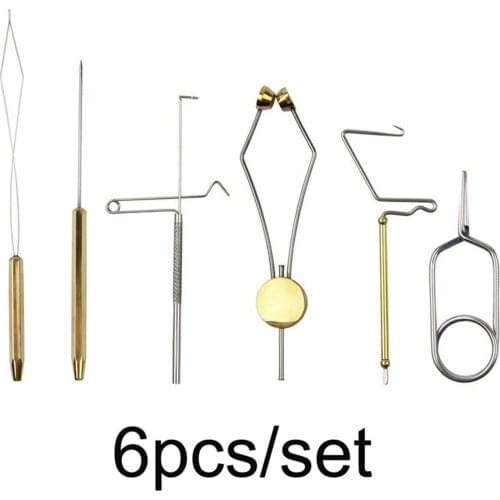 6pcs Fly Tying Tools Vise Fishing Rotary Whip Finisher Half Hitch Bobbin Thread Holder