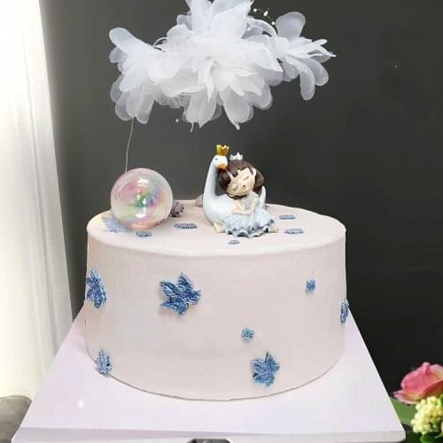 6cm Swan Sleeping Girl Decoration Angel Feather Cake Toppers Happy Childrens Day Birthday for Party Supplies Sweet Gifts