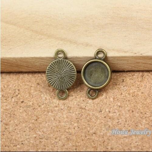 60 pcs quality Antique bronze Single side Circular frame Connector Pendant Alloy DIY Bracelet Necklace Jewelry Accessories