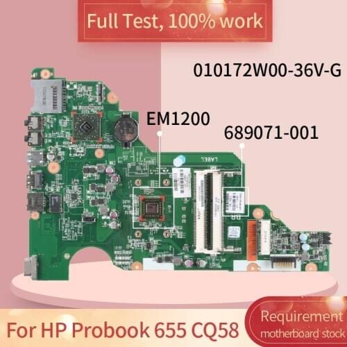 689071-601 For HP Probook 655 CQ58 010172W00-36V-G 689071-001 DDR3 Notebook motherboard Mainboard full test 100% work