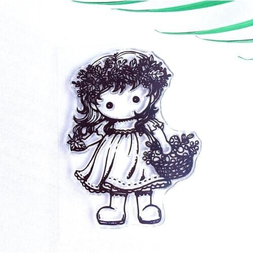 7*9 Spanish Flower Girl Craft Transparent Silicone Stamp for Scrapbooking Paper Cards Making DIY Photo album Decorative Stamps