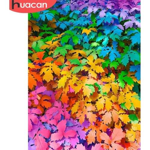 HUACAN Diamond Painting Color Leaves Full Square/round Mosaic Flower Embroidery Cross Stitch Home Decor