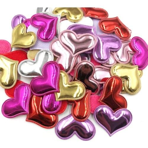 30PCS Mix Color Fabric Patches Padded Heart Crown Star Shape Felt Garment Appliques For Decoration DIY Hair Accessories E357