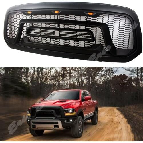Car Front Grill Rebel Style Hood LED Light Upper Honeycomb Billet Faceflit For Dodge Ram 1500 2013 2014 2015 2016 2017 2018