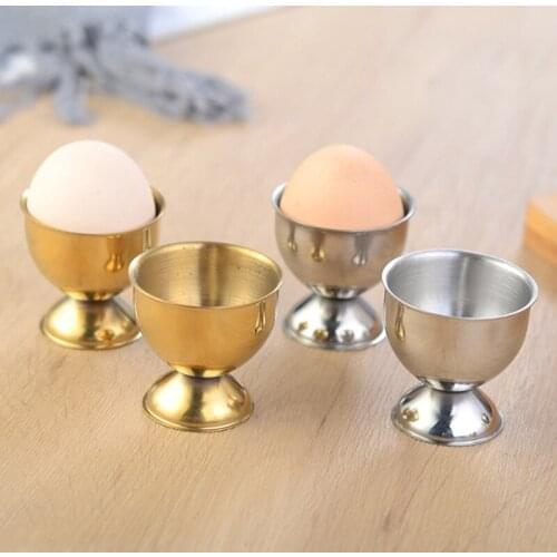 1PC Cute Gold Silver Color Stainless Steel Boiled Egg Cups Stand Rack Eggs Holder Egg Holder Kitchen Breakfast Cooking Tools