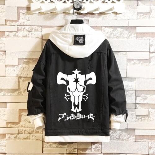 2021 Kawaii Black Clover Costume Jean Jacket Asta Denim Men/women Autumn Spring Hooded Fashion Streetwear Outwear Hip Hop Tops