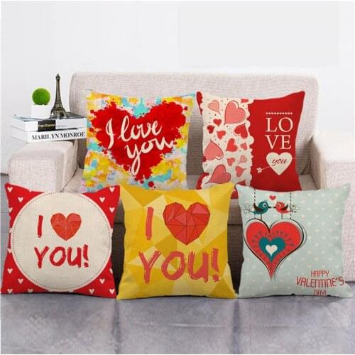GZTZMY Pillow Cover Poszewki Na Poduszki Valentines Day Souvenir Cushion Covers 45*45cm Cojines Artificial Linen Pillow Case