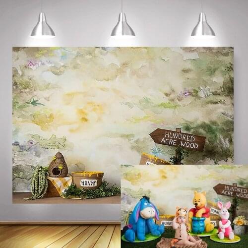 Hunny Hundred Acre Wood Newborn Portrait Photography Backdrop Abstract Painting Birthday Art Background Sweet Honey Photo Shoot