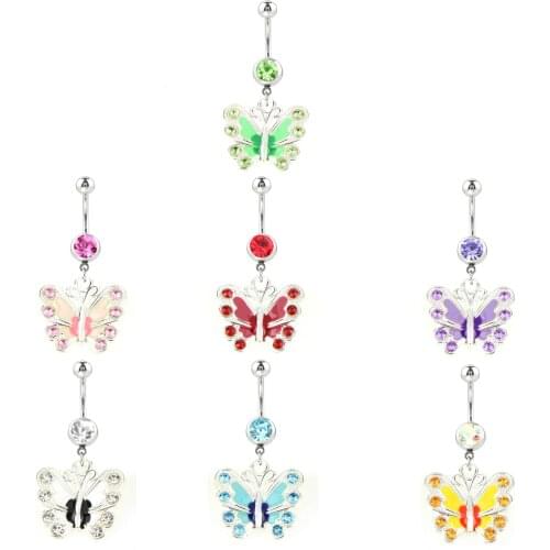 1PC Butterfly Navel Rings Belly Button Ring Stainless Steel Piercing Ombligo Barbell Sexy Women Body Jewelry Accessories