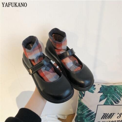 Lolita Cute Leather Shoes Round Head Wild Retro British Style Casual Shoes Japanese Harajuku Shallow Mouth Flat Single Shoes
