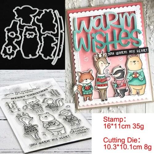 Christmas Deer and Fox Metal Cutting Dies and Stamps Stencil for DIY Scrapbooking photo album Embossing Paper Cards