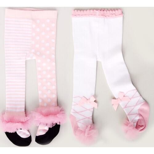 Cute cotton stockings lace tie girl baby winter newborn girls Pantyhose Meisje fille Menina Collant tights lace clothes